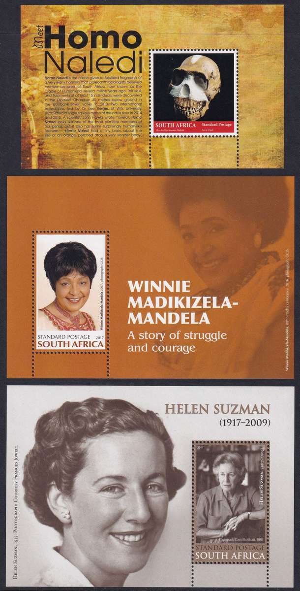 RSA - 2017 complete set of all 3 small miniature sheets (MNH, SACC 2305, 2306, 2311)